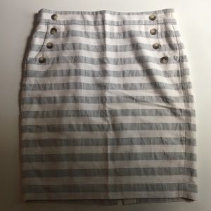 Loft striped buttons pencil skirt